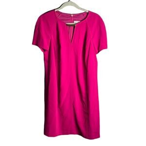 Trina Turk Dark Pink Short Sleeve Dress With Gold Detail Size Medium